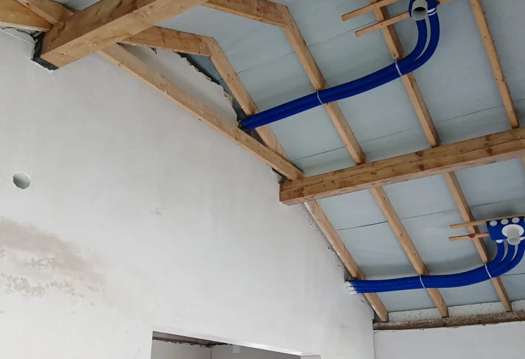 instalacja rekuperacji w domu 160 m² przed zabudową