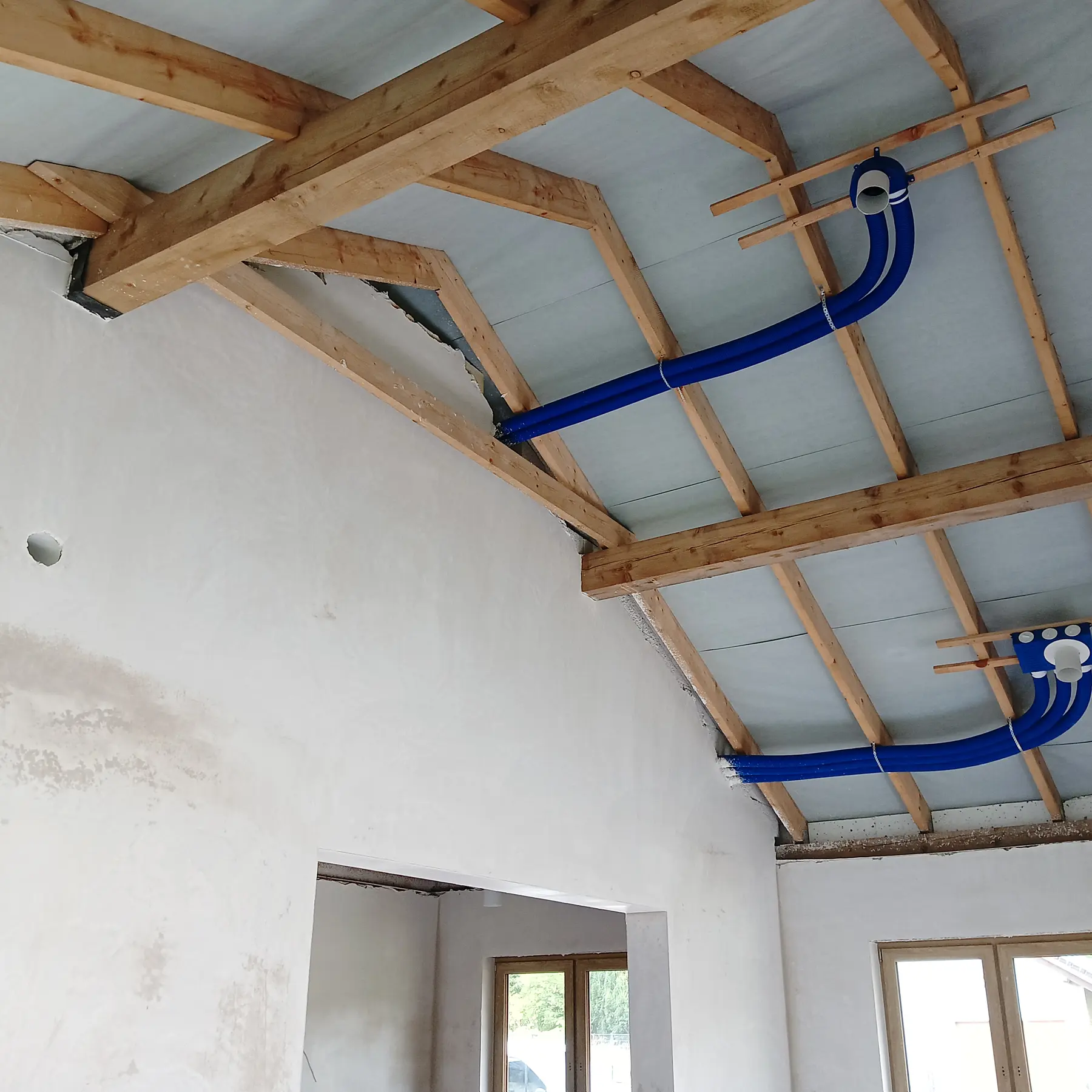 instalacja rekuperacji w domu 160 m² przed zabudową